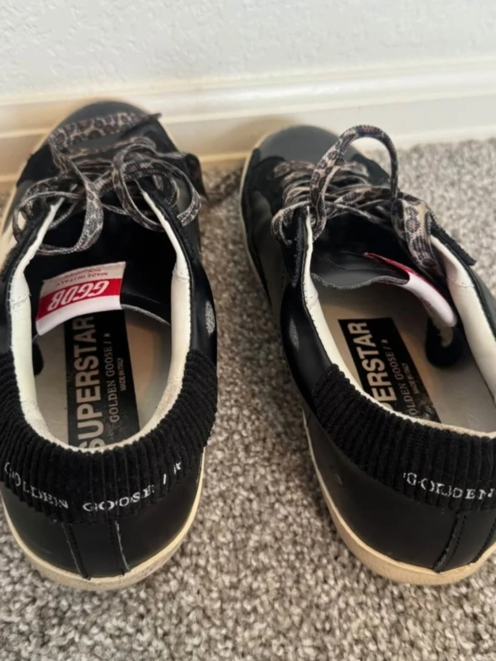 Golden Goose Black Leather Superstar Sneakers with Cream Star